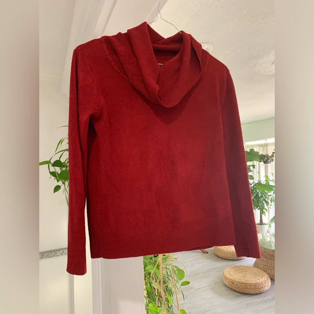 Elegant Red Cowl Neck Sweater